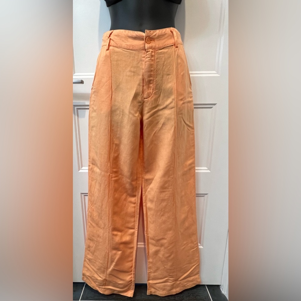Young Fabulous and Broke Pastel Orange Linen Wide Leg Pants